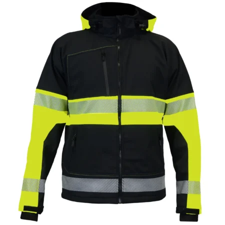 Juoda rudeninė softshell striukė Reflex su Hi-Vis detalėmis